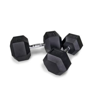 Haltères caoutchouc fitnessdigital hexagonaux (paire) (Poids: 2.5kg)