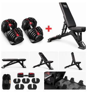 Mancuernas Ajustables ION fitness 5 kg a 40 kg (par) + Banco Banco Multiposición MB3000 