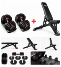 Haltères Réglables ION fitness 5 à 40 kg (Paire) et  Banc de Musculation Réglable MB3000